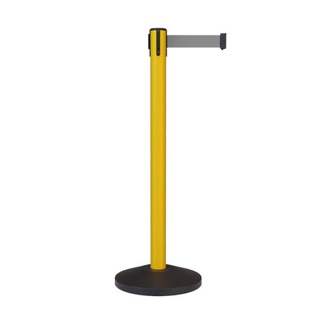 MONTOUR LINE Stanchion Belt Barrier Yellow Post 11ft. Light Grey Belt MS630-YW-LGY-110